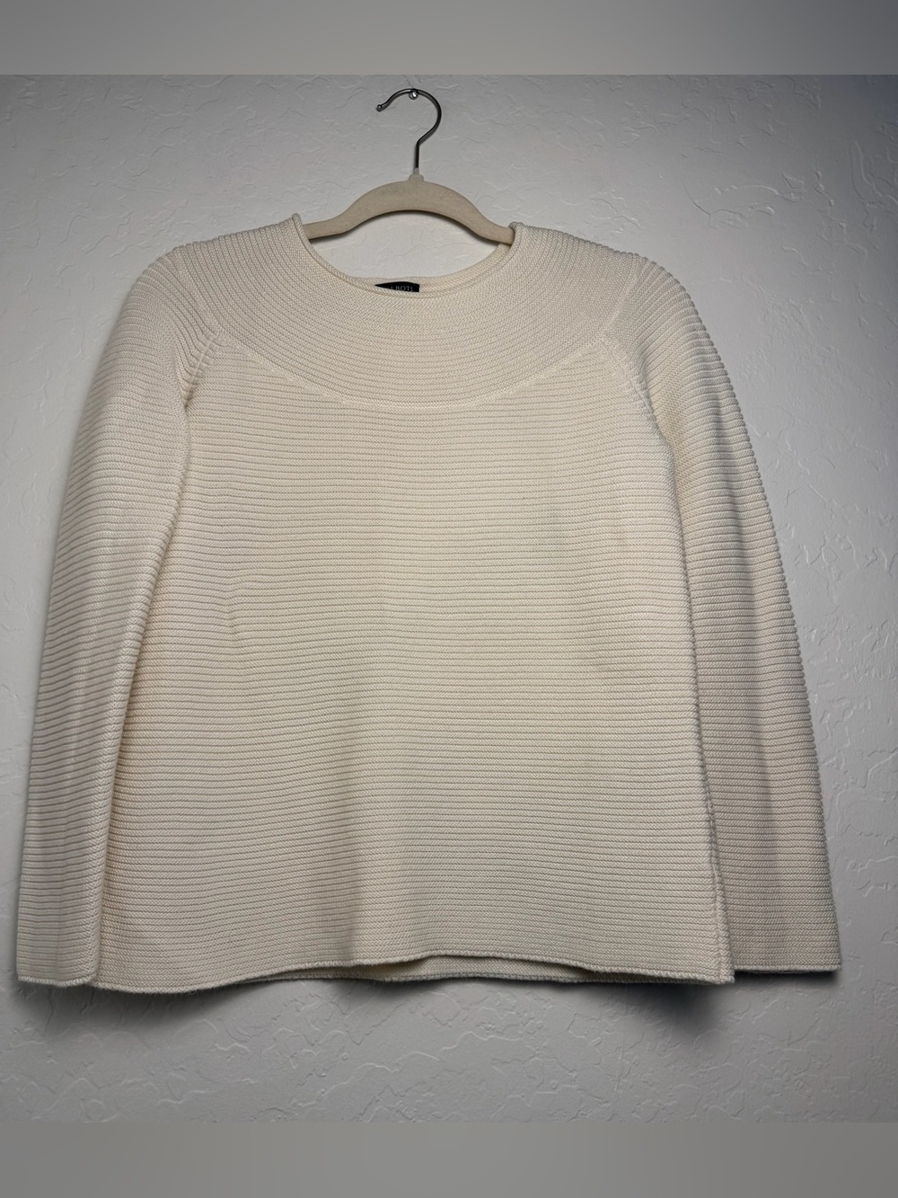 Talbots Womens Medium Petites Pullover Sweater Ivory/Cream Knit Long-Sleeve